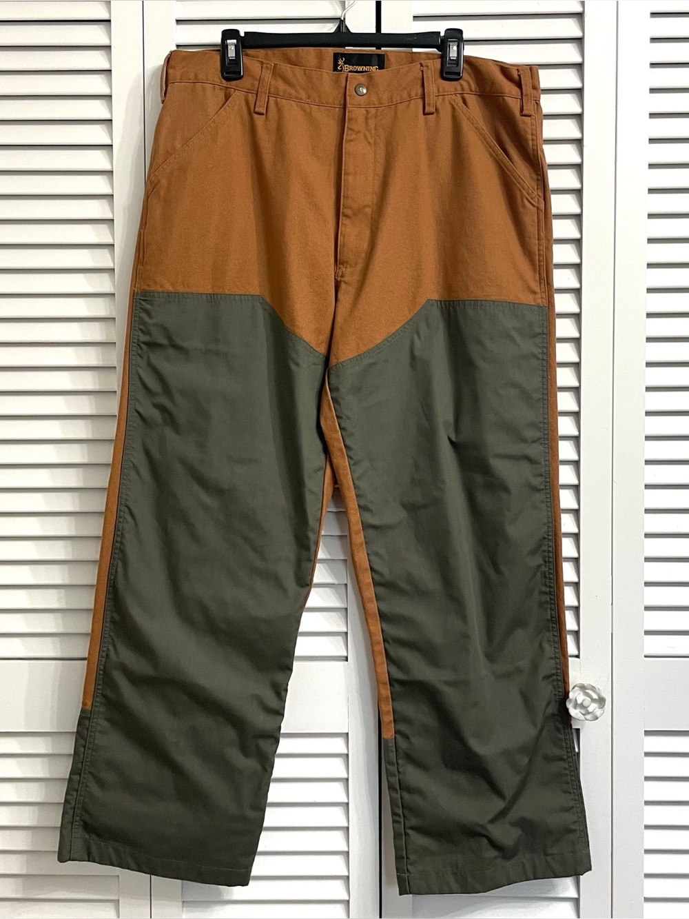 Browning Upland Hunting Pants Mens 38x30 Tan Olive Canvas Field Brush Guard